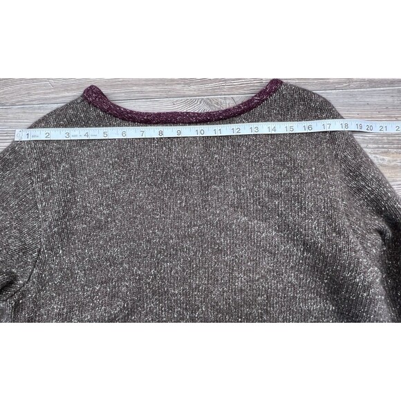 River Road Sweater Womens L Lambs Wool Brown/Burgundy Boxy Fit Cozy Cabincore - Picture 10 of 12